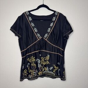 Sundance Black Tunic with Yellow and White Embroidery